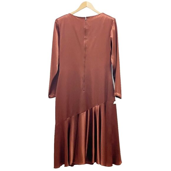 NWT Morton Myles The Warrens Vintage 1980s Bronze Satin Drop Waist Dress Size 8 - Picture 2 of 15